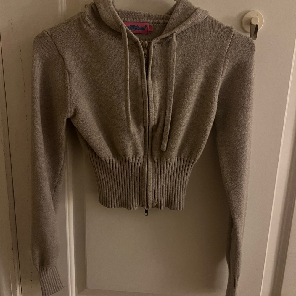 Gray Knitt Zip-Up Hoodie